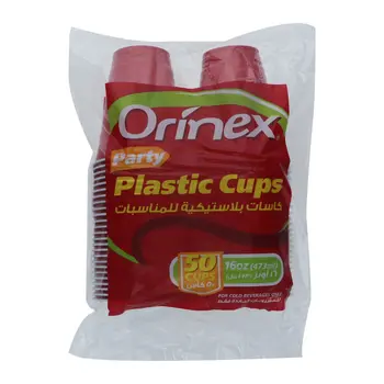 Orinex Party Red Plastic Cups 50Pieces