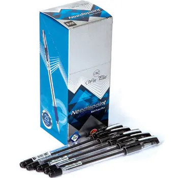 Win Plus Needlepoint Black Ball Point Pens 25 Pieces