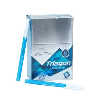 Win Plus Triagon Blue Ballpoint Pens 50 Pieces