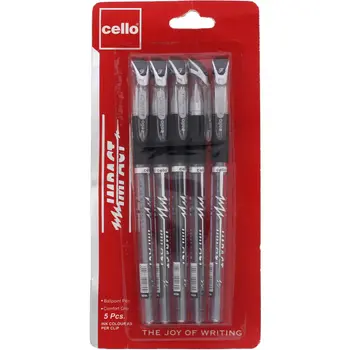 Cello Impact Black Ball Pen 5 Pieces