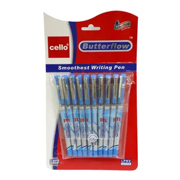 Cello Butterflow Blue Ball Point Pens 10 Pieces