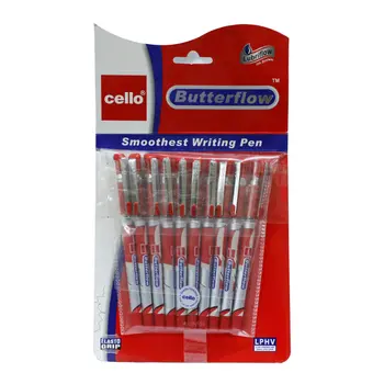 تشيلو أقلام حبر جافة بتر فلو أحمر 10 أقلام