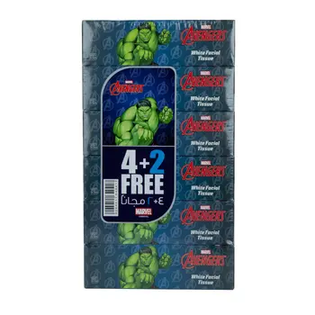 مارفل افنجرز مناديل مزدوجة للوجه بيضاء 6 × 150منديل