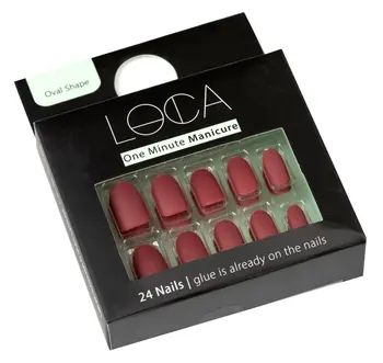 Loca One Minute Manicure Red Oval Nails 24 Pieces