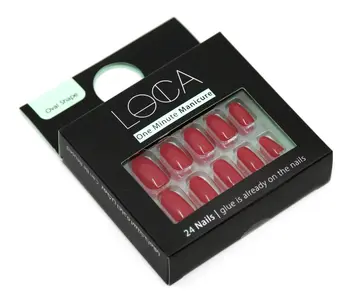 Loca One Minute Manicure Red Oval Nails 24 Pieces