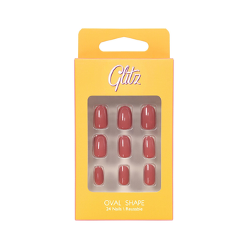 Glitz Maroon Oval Nails Reusable