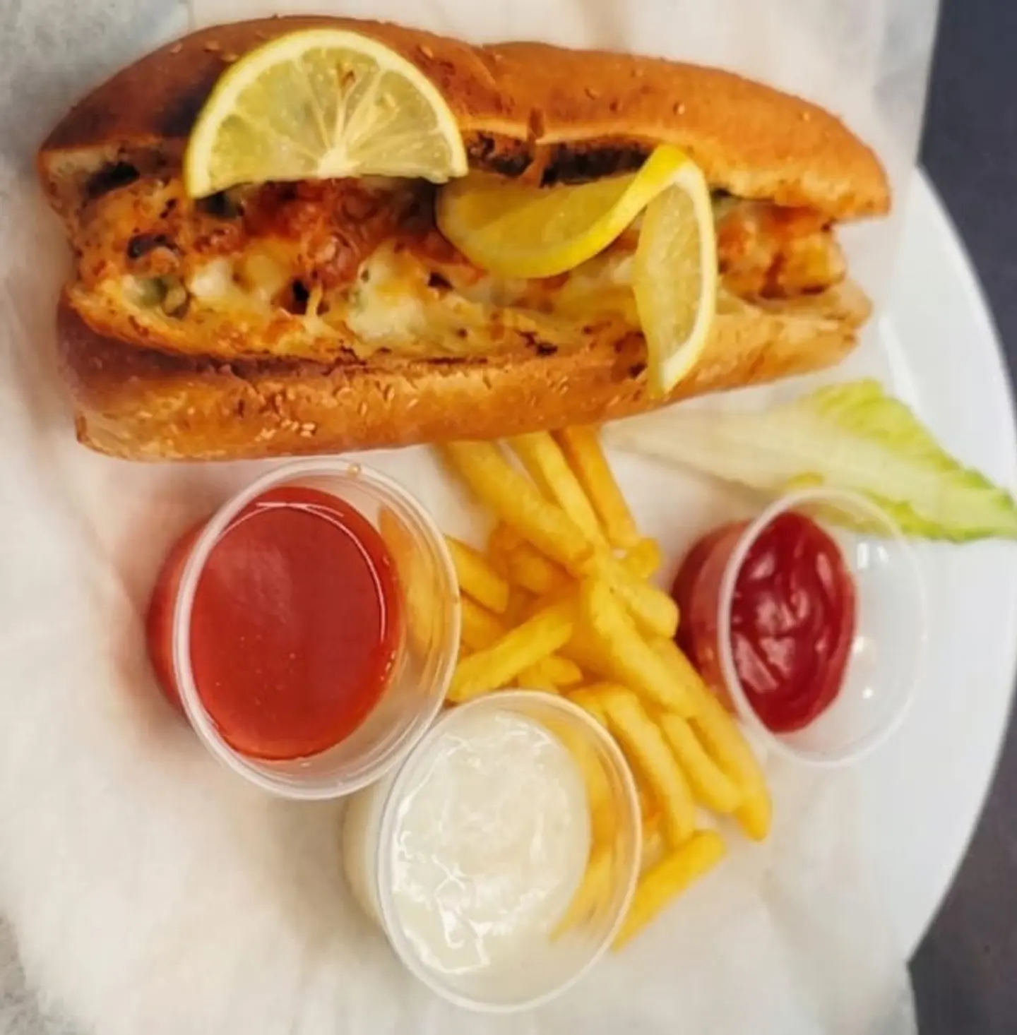 Grilled Shrimp Sandwich Meal With French Fries