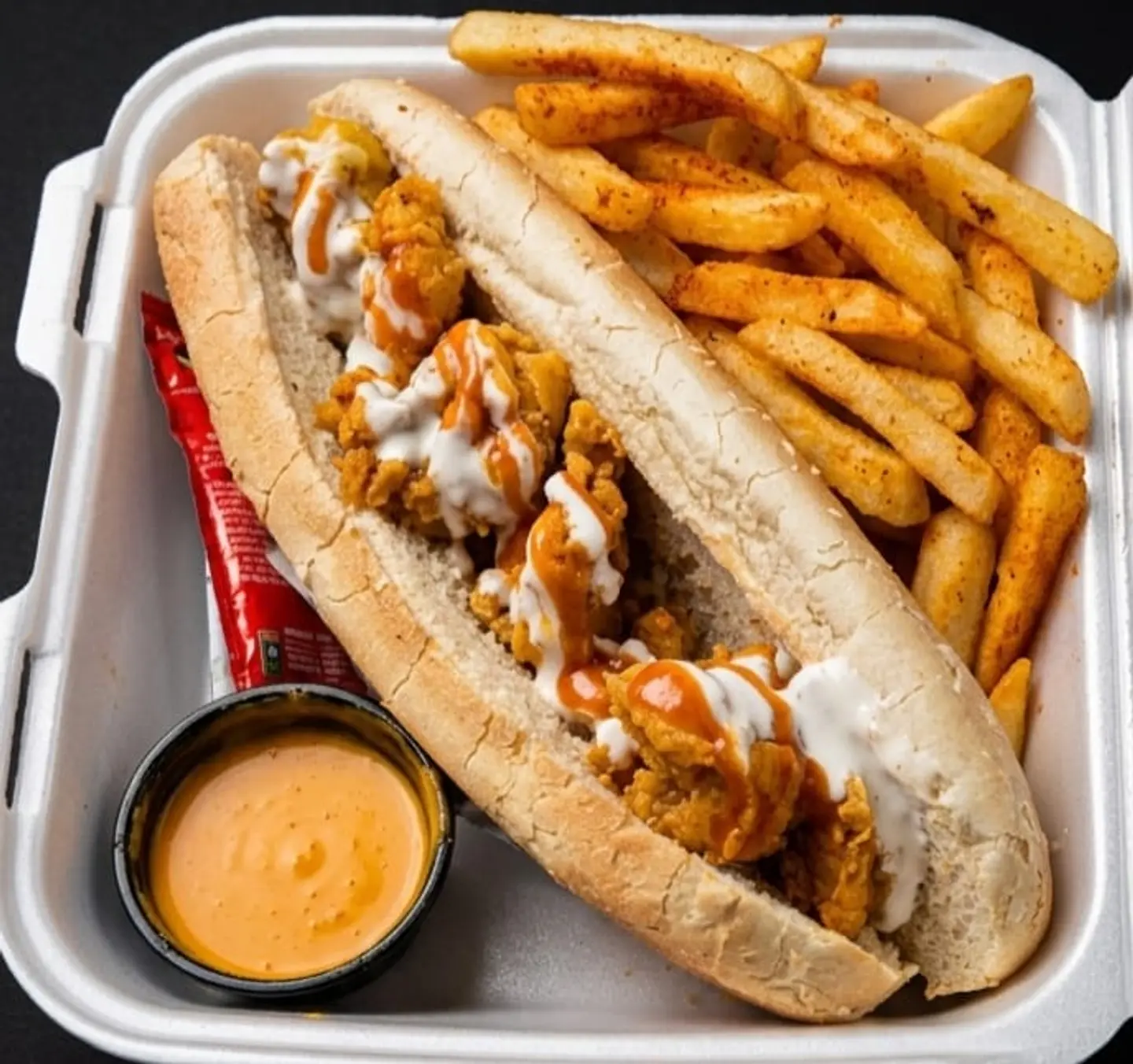 Fried Shrimp Sandwich Meal With French Fries