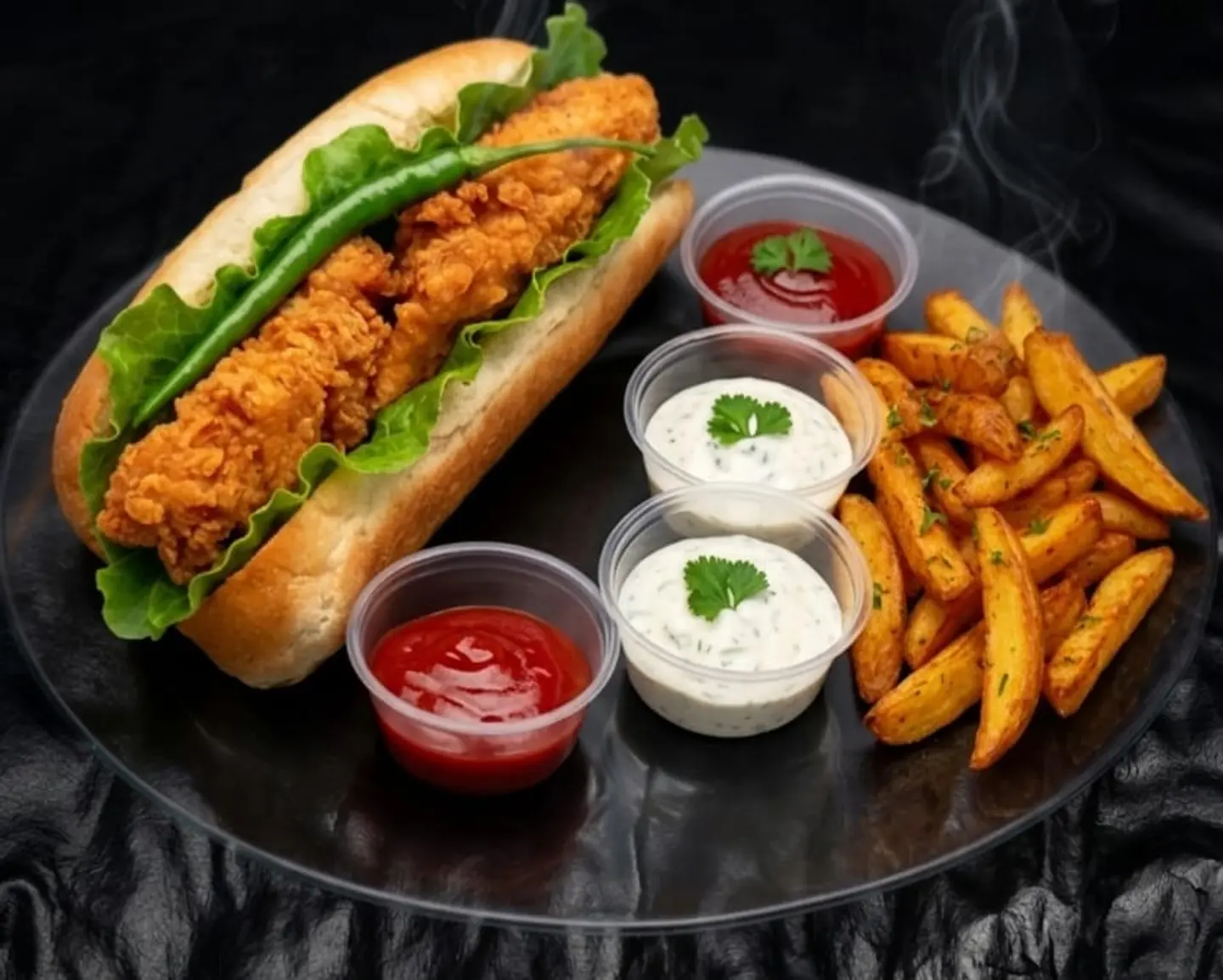 Fried Fillet Sandwich Meal With French Fries