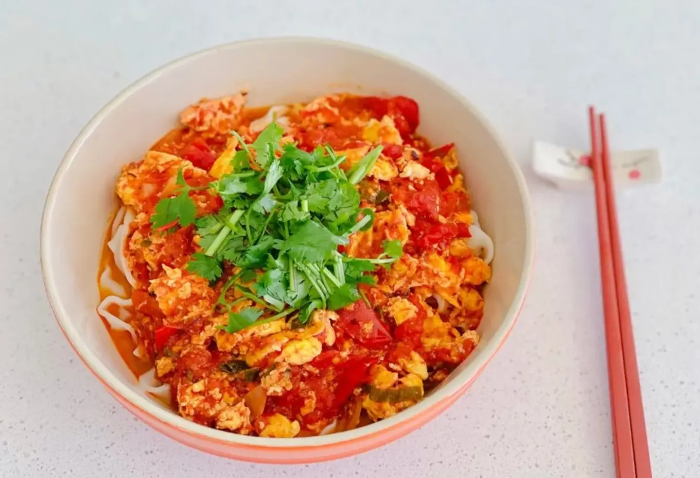 Tomato Egg Topped Noodles