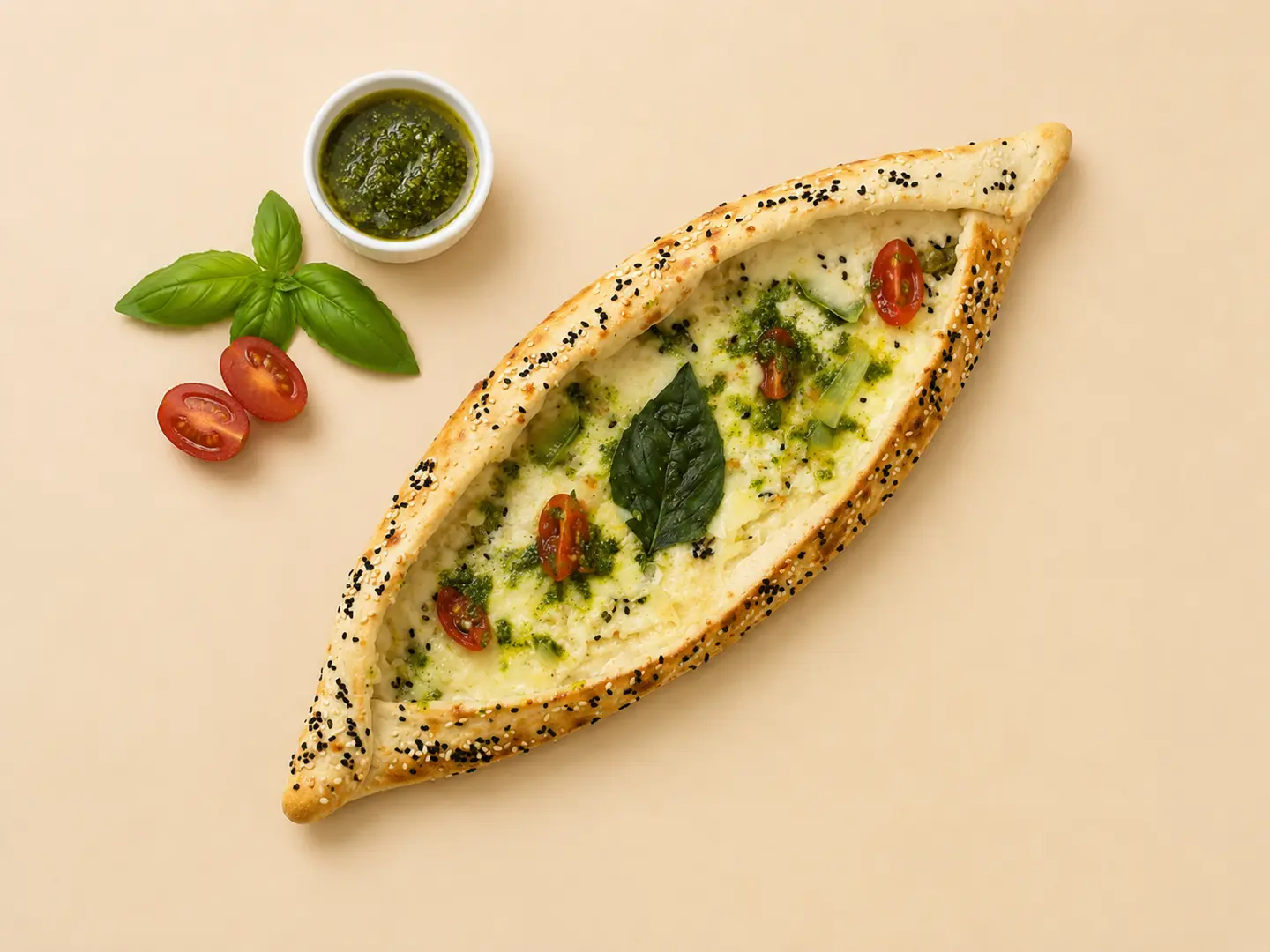 Halloumi Pesto Manakeesh