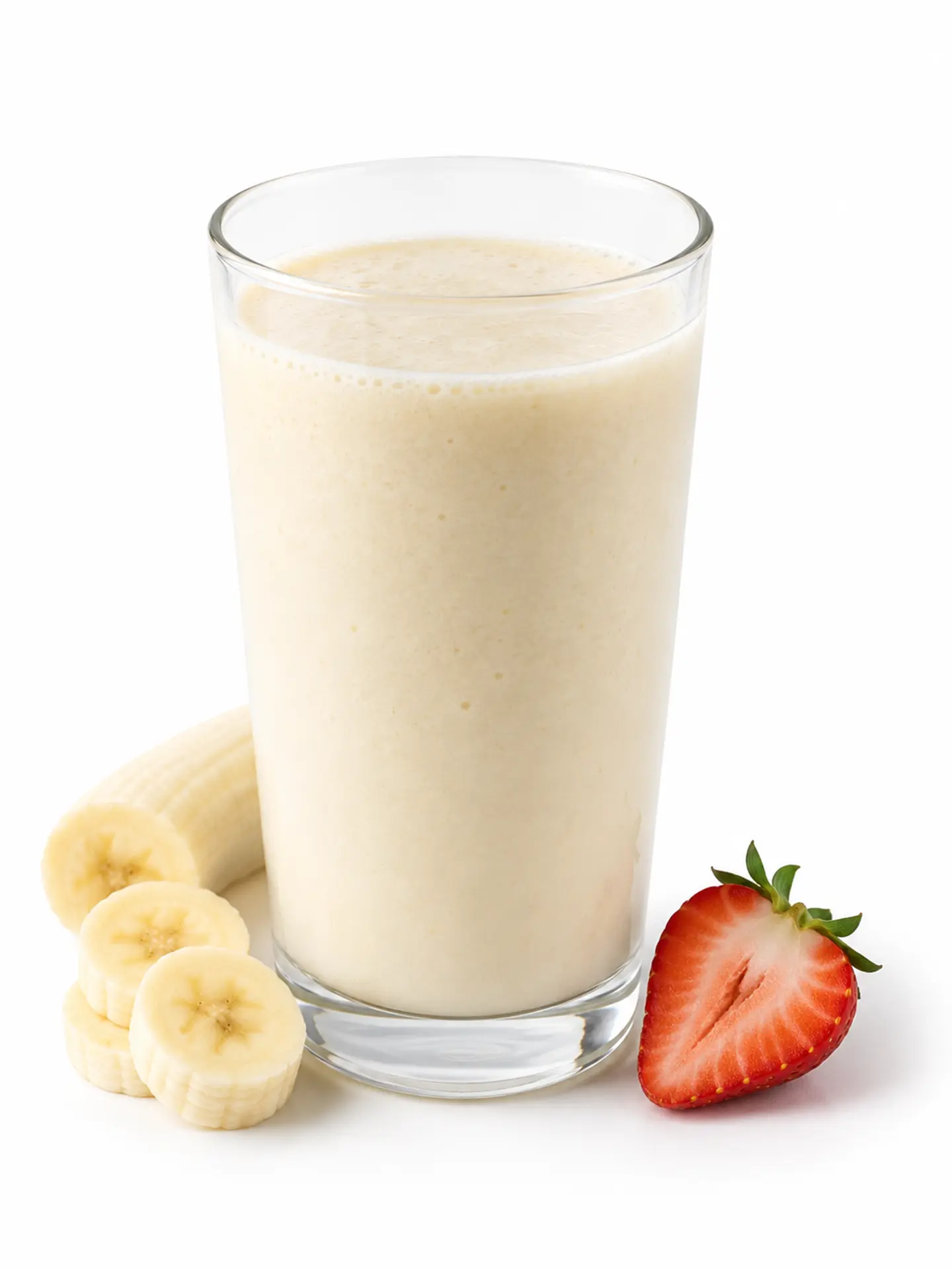 Banana And Milk Smoothie With Strawberries