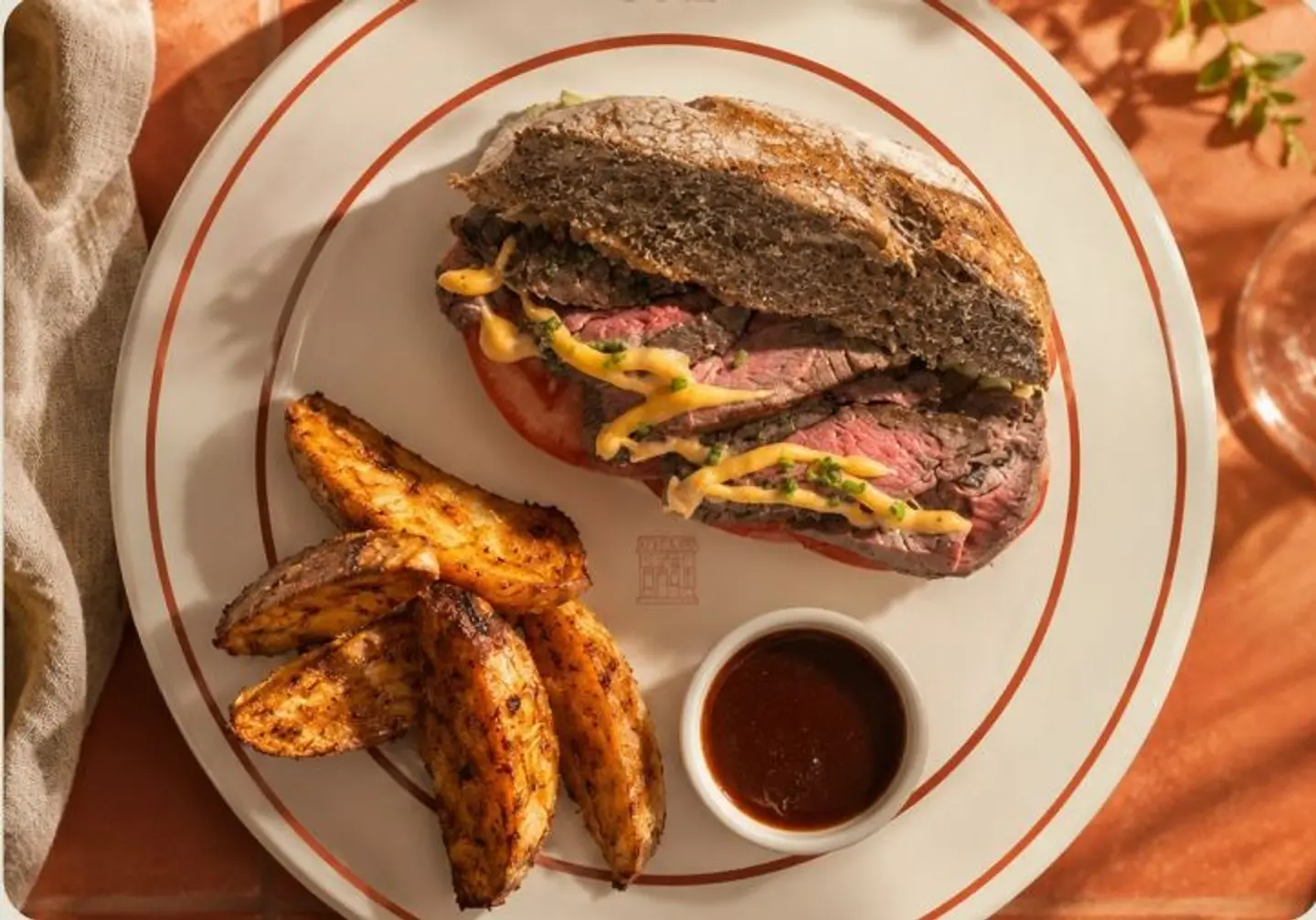 Steak Sando With Wedges