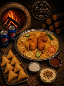 وجبة الاصحاب على الحطب