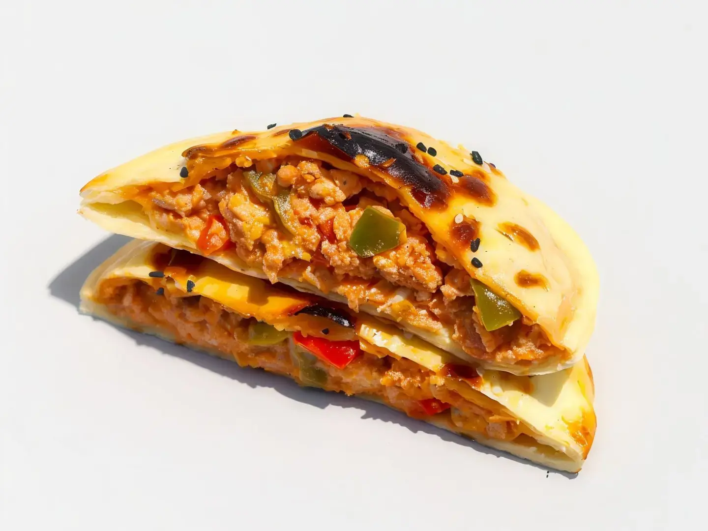 Shakshouka Sandwich In Round Bread With Cheese
