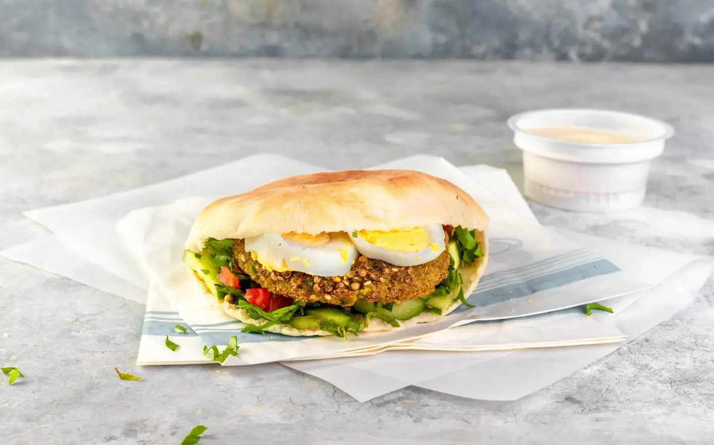 Falafel With Egg And Fries Sandwich