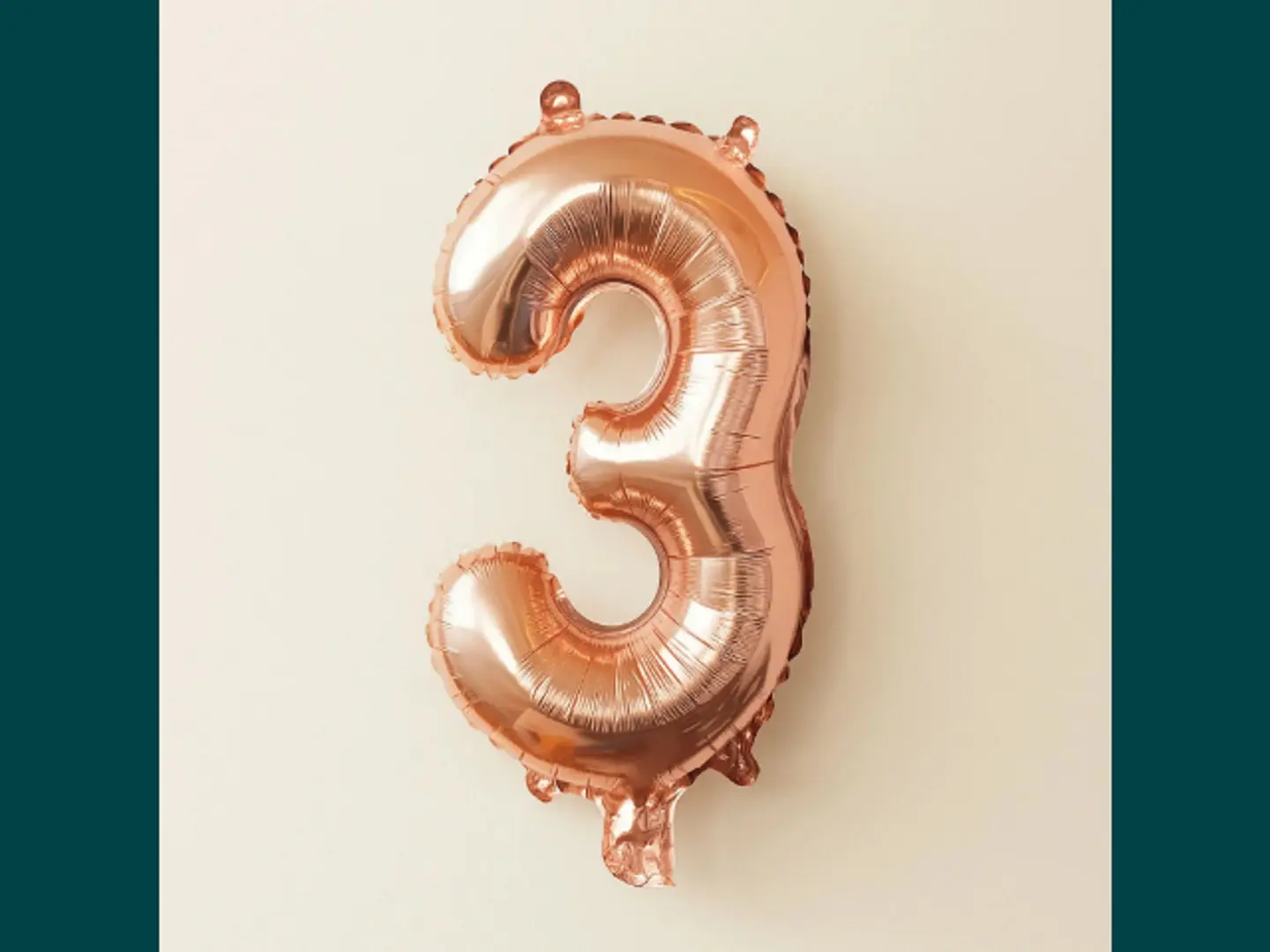 Rose Gold Number 3 Foil Balloon