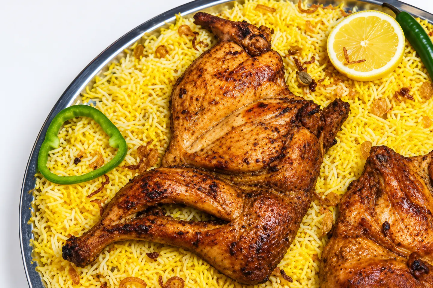 Half Madhbi Chicken Mandi Rice - With Mathloutha Rice