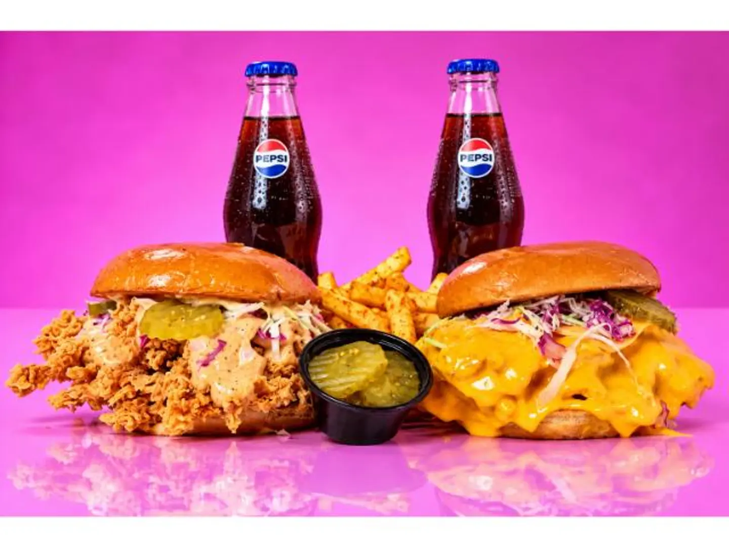 Crispy Burger, Double Cheeseburger, 2 Curly Fries And 2 Shakes