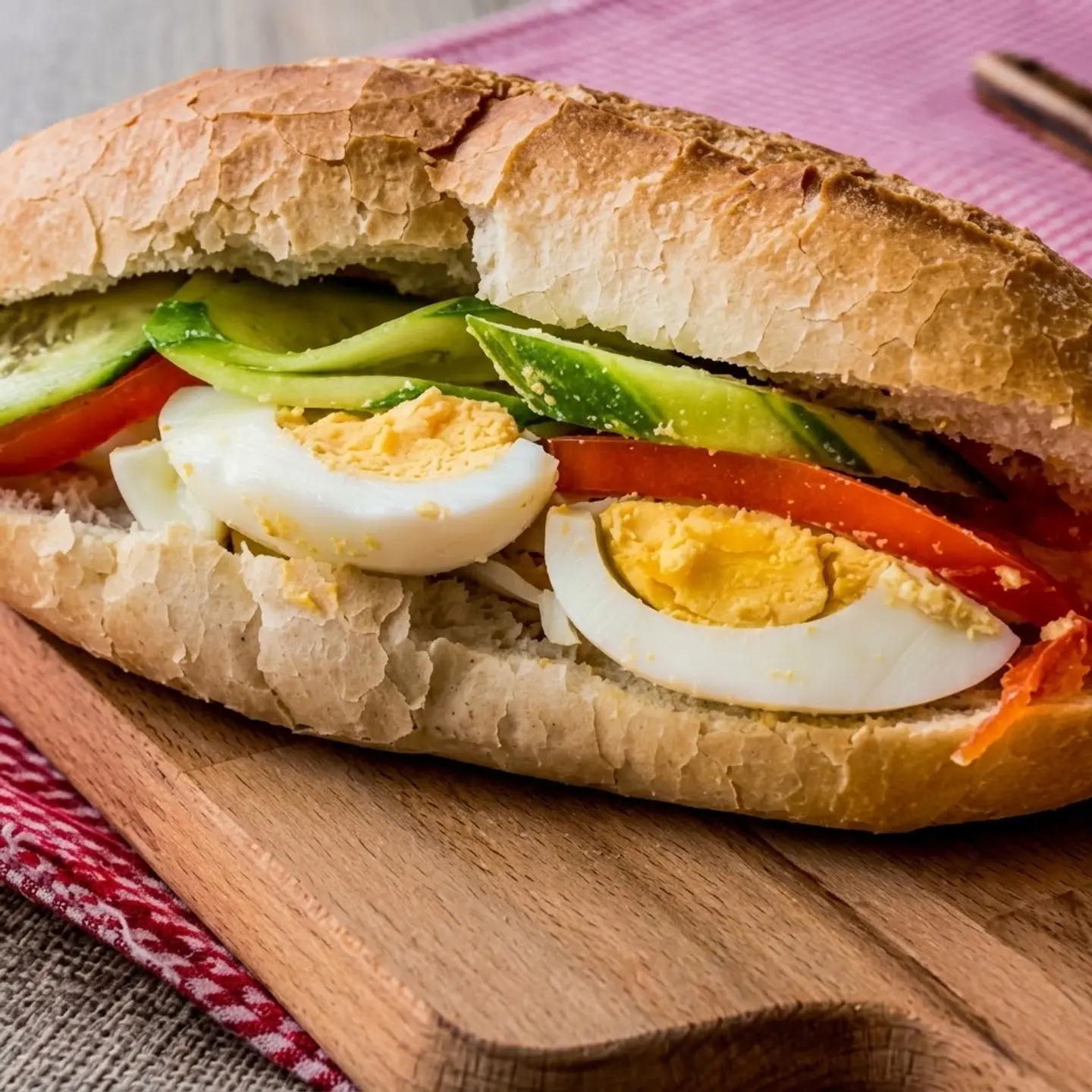 Boiled Egg Tomato And Vegetable Sandwich