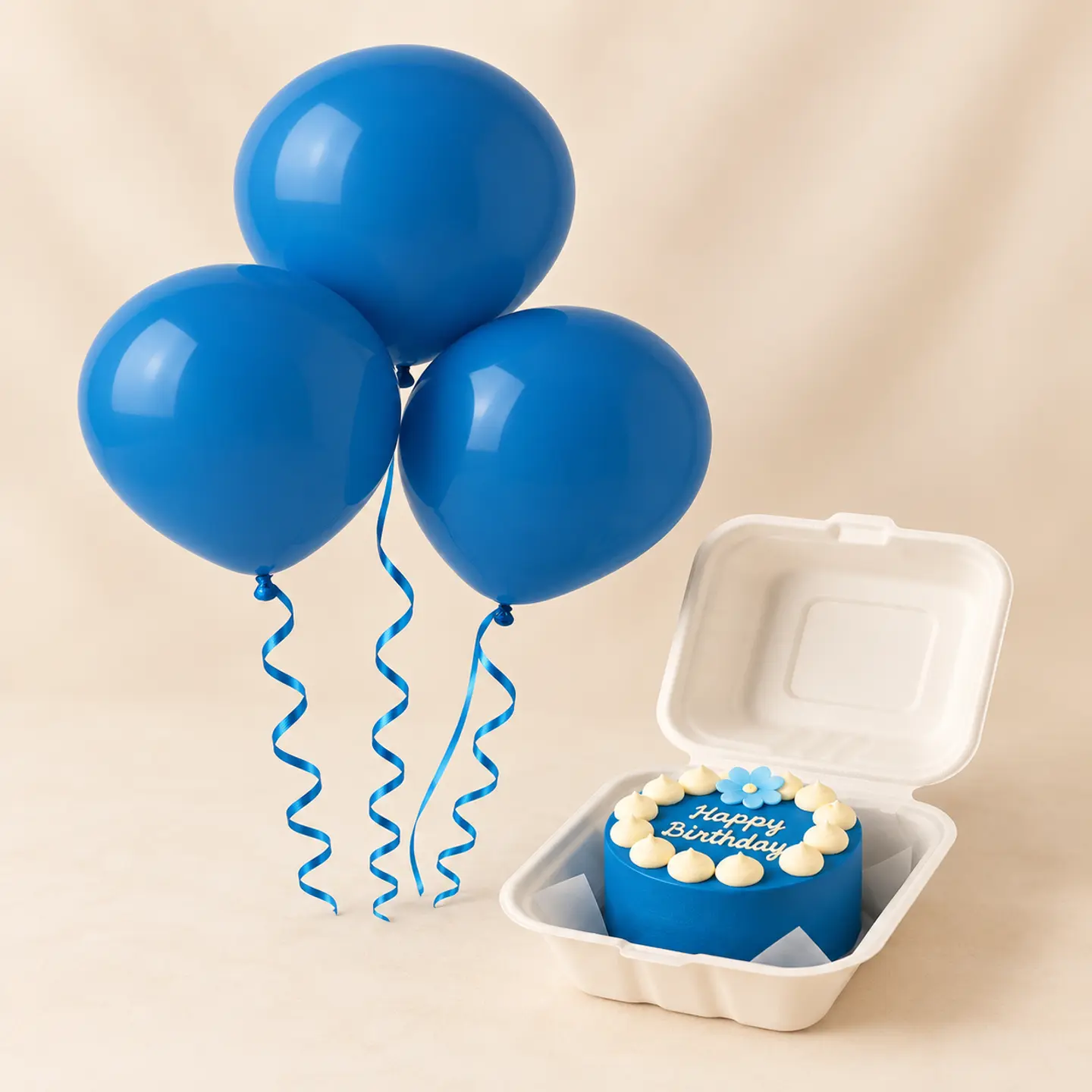 Blue Birthday Set Mini Cake N Balloons