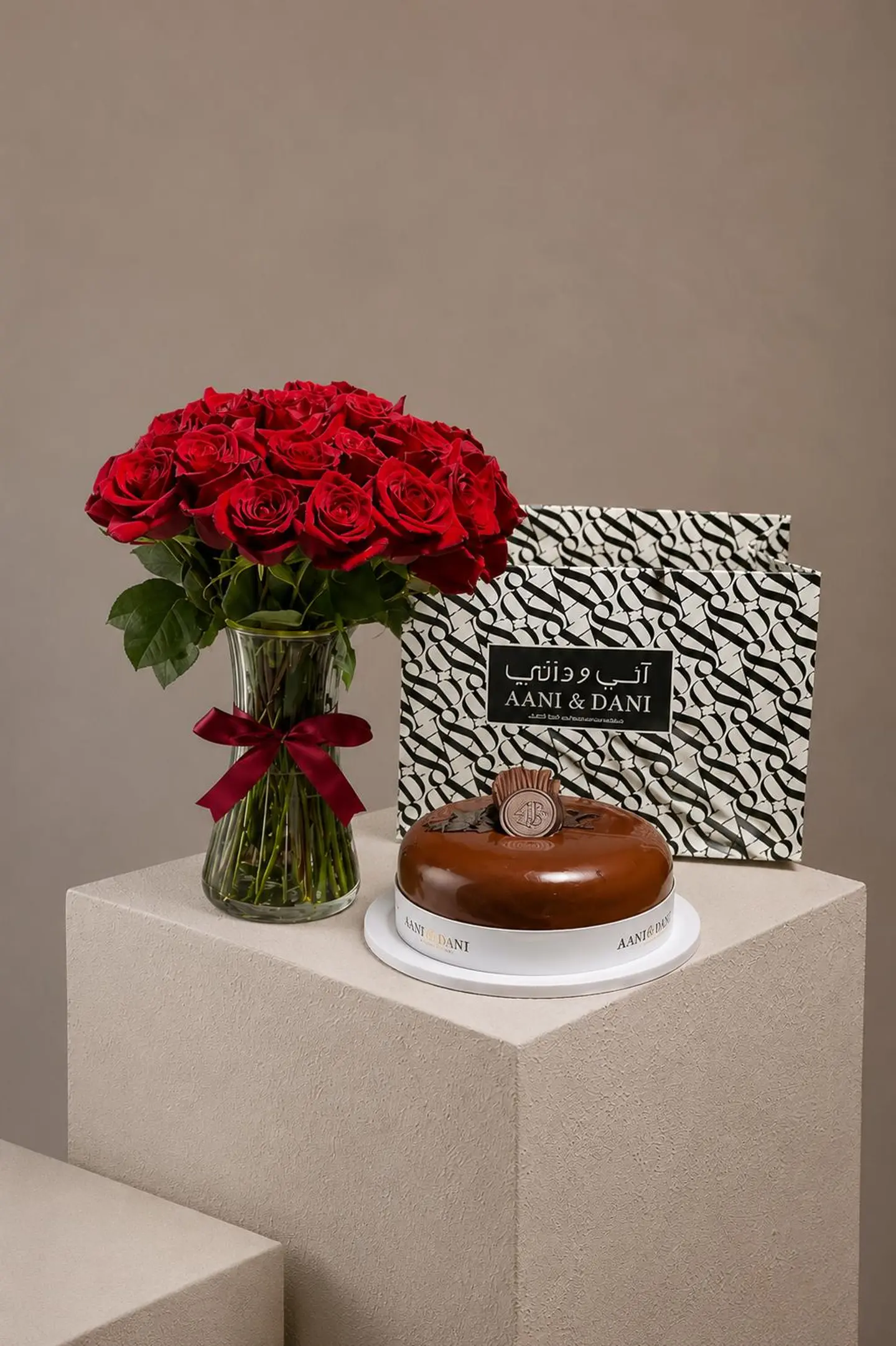 A Vase Of Roses & A Cake By Annie And Dani
