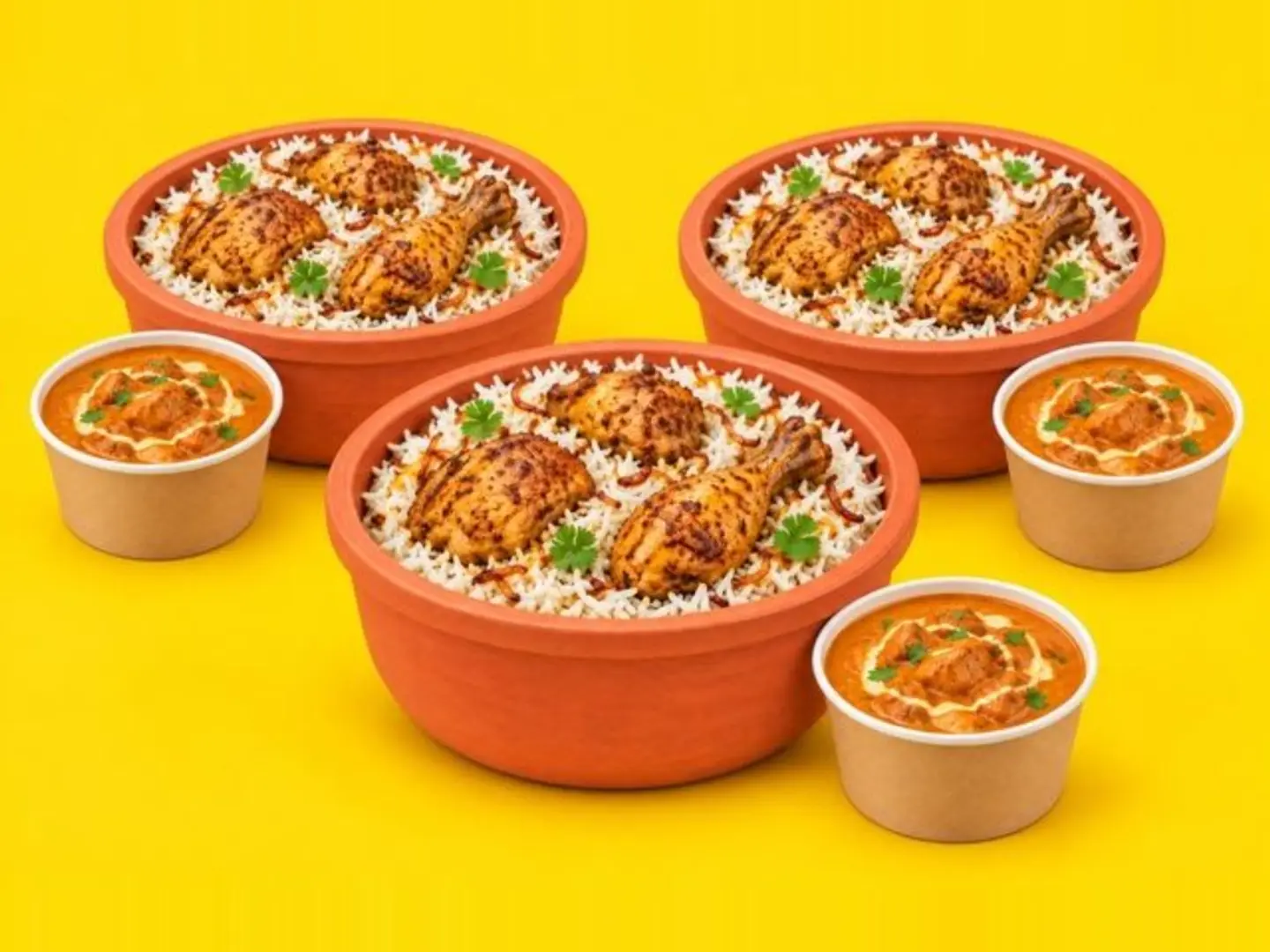 Pack Of 3 Chicken Biryani With Butter Chicken Sauce
