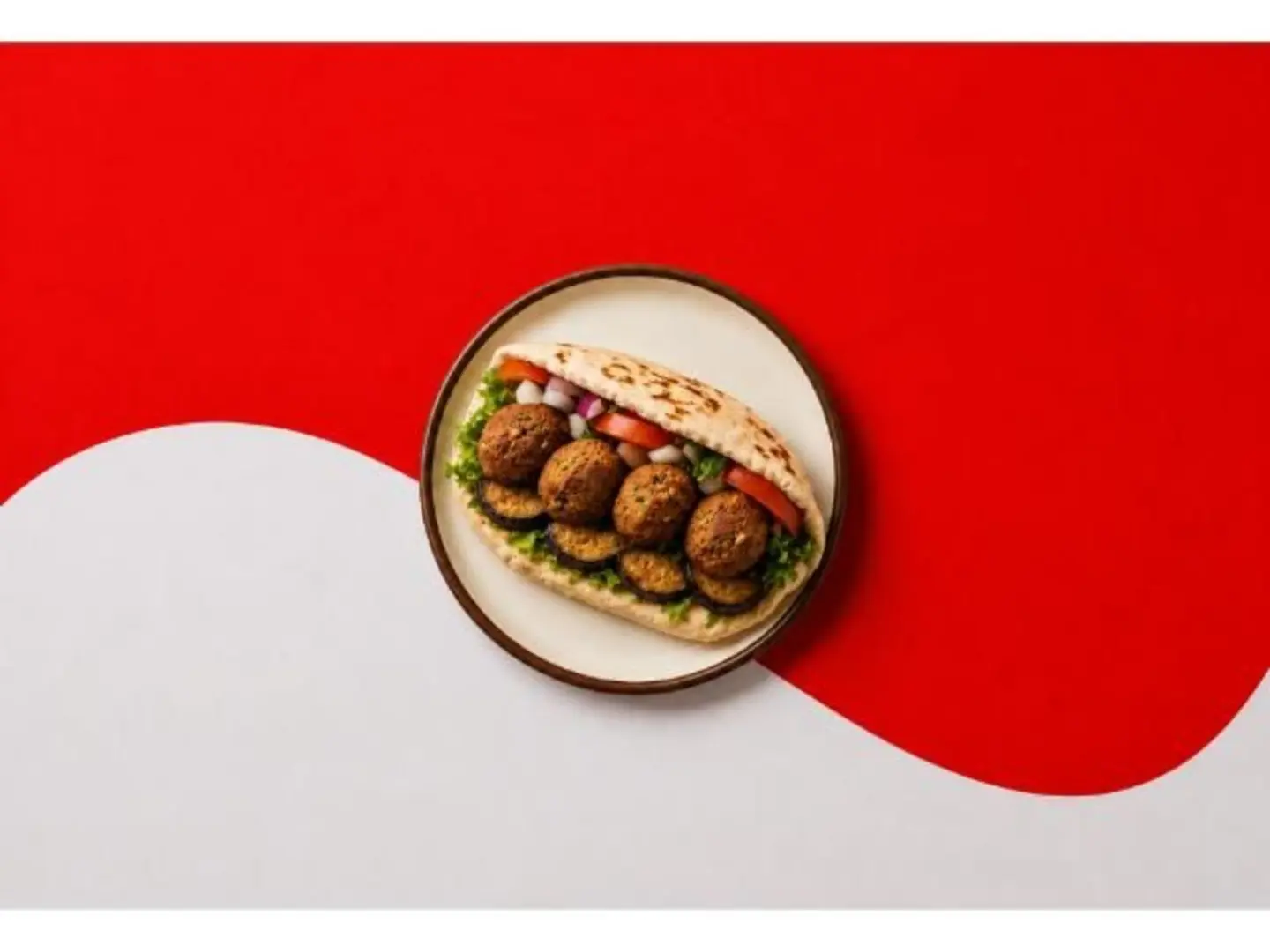 Falafel Sandwich With Fried Vegetables