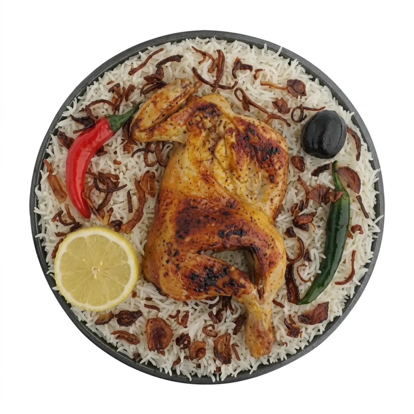 دجاج مظبي مع الرز - نص حبة دجاج مع رز