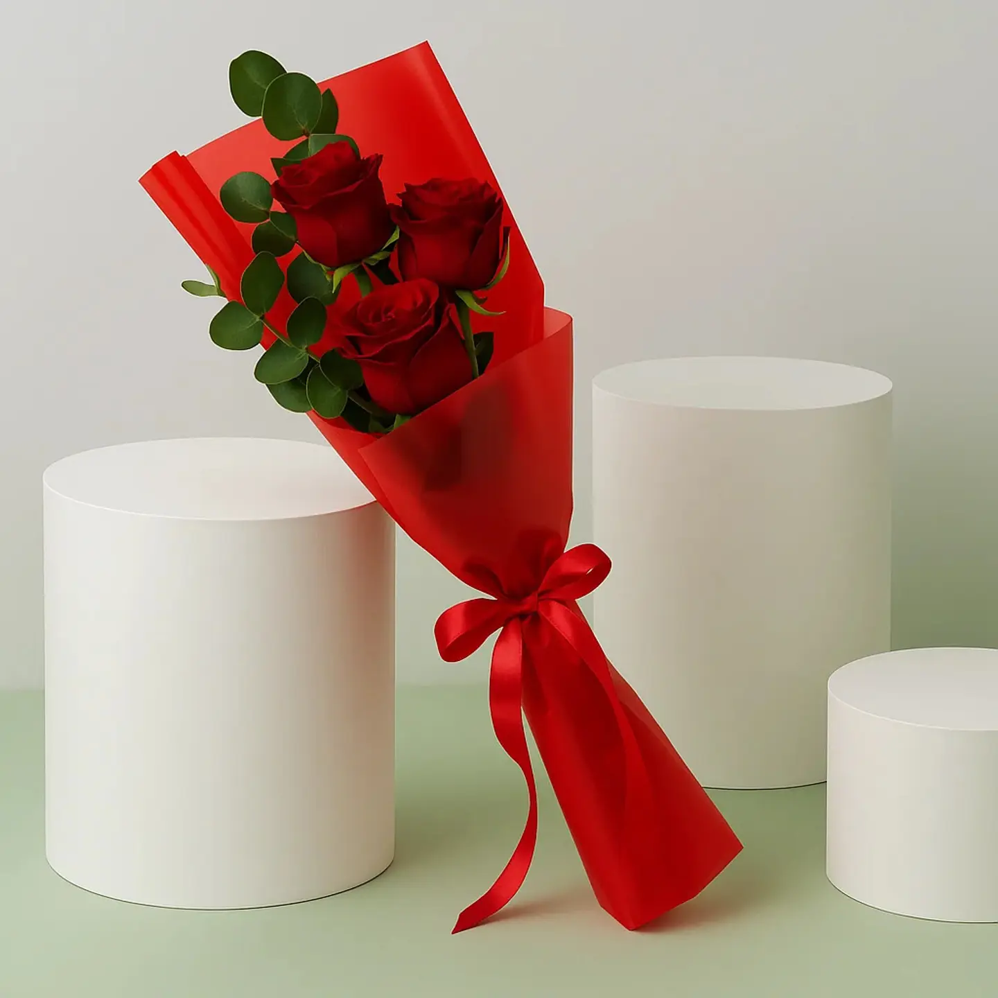 Red Roses Bouquet With Red Wrapping
