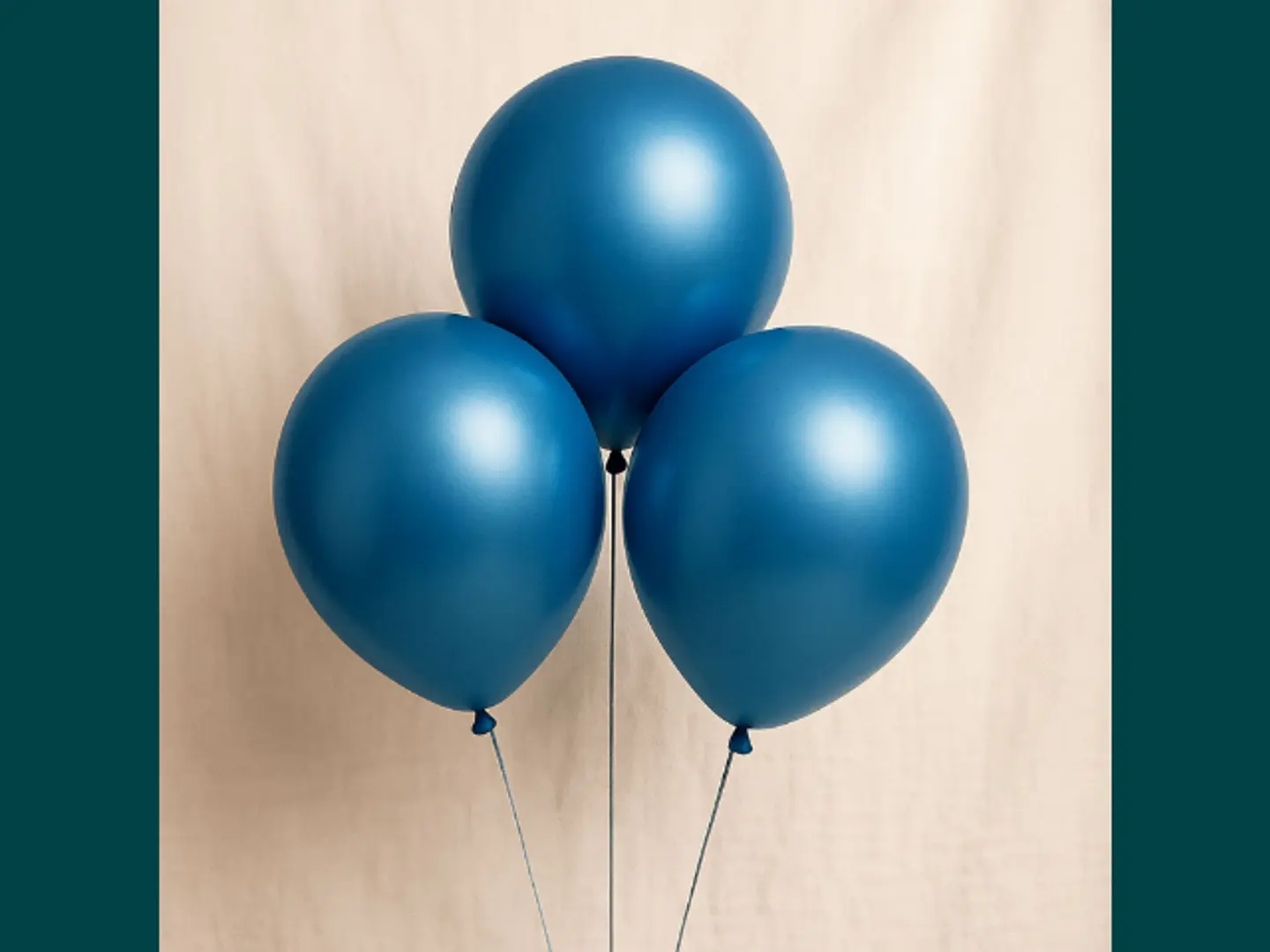 3 Metallic Blue Latex Balloons