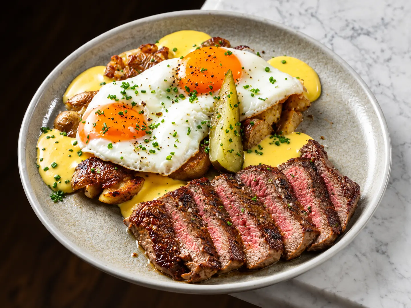 Breakfast Rib Eye Steak & Eggs