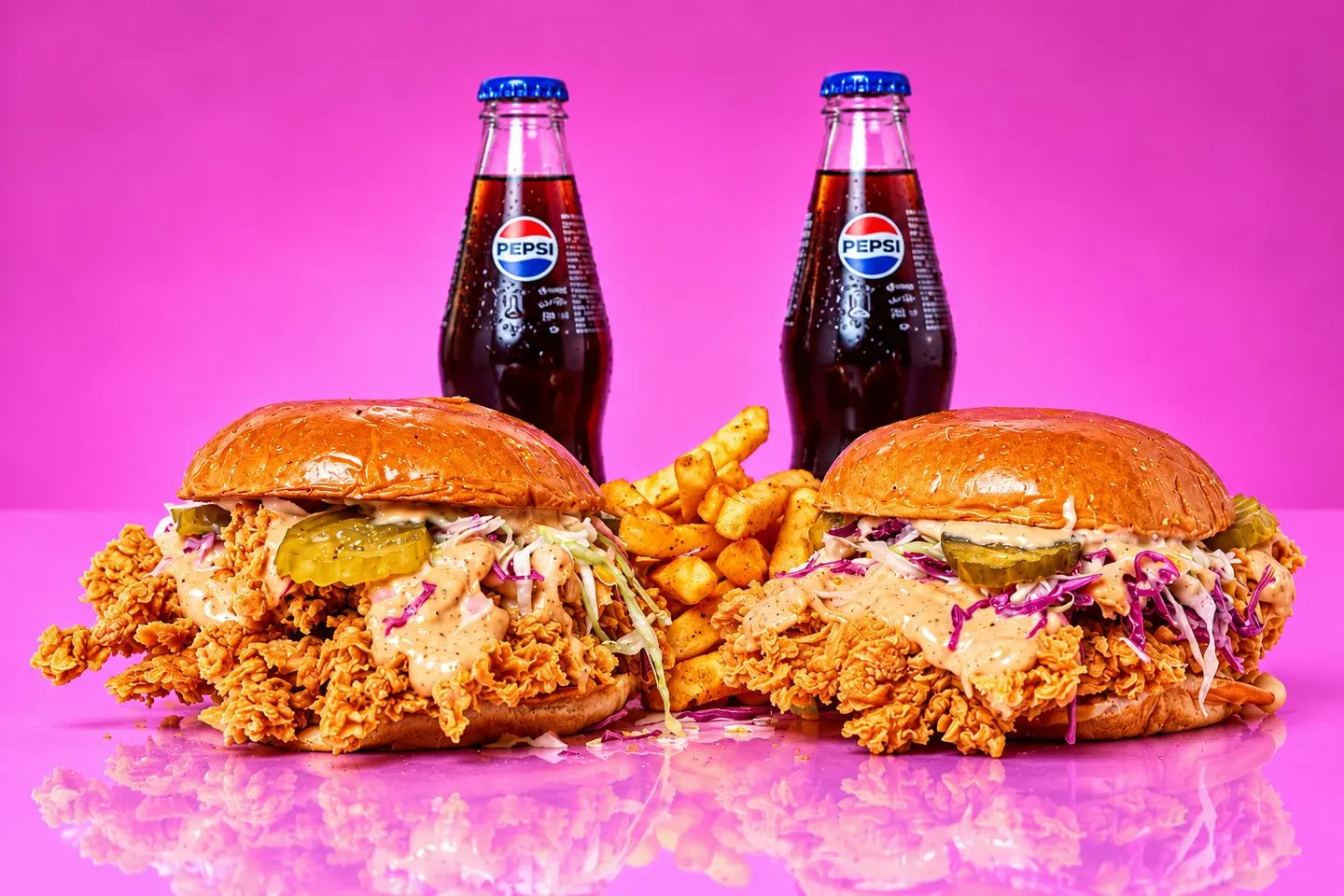 Crispy Burger And Crispy Burger With 2 Fries And 2 Drinks