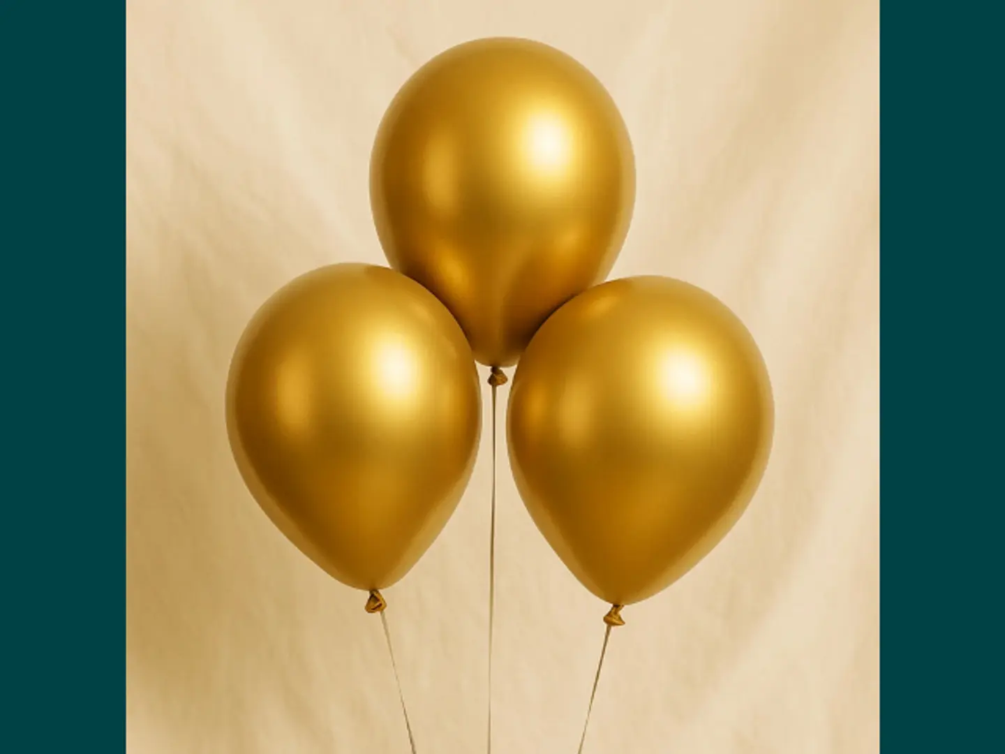 3 Metallic Gold Latex Balloons