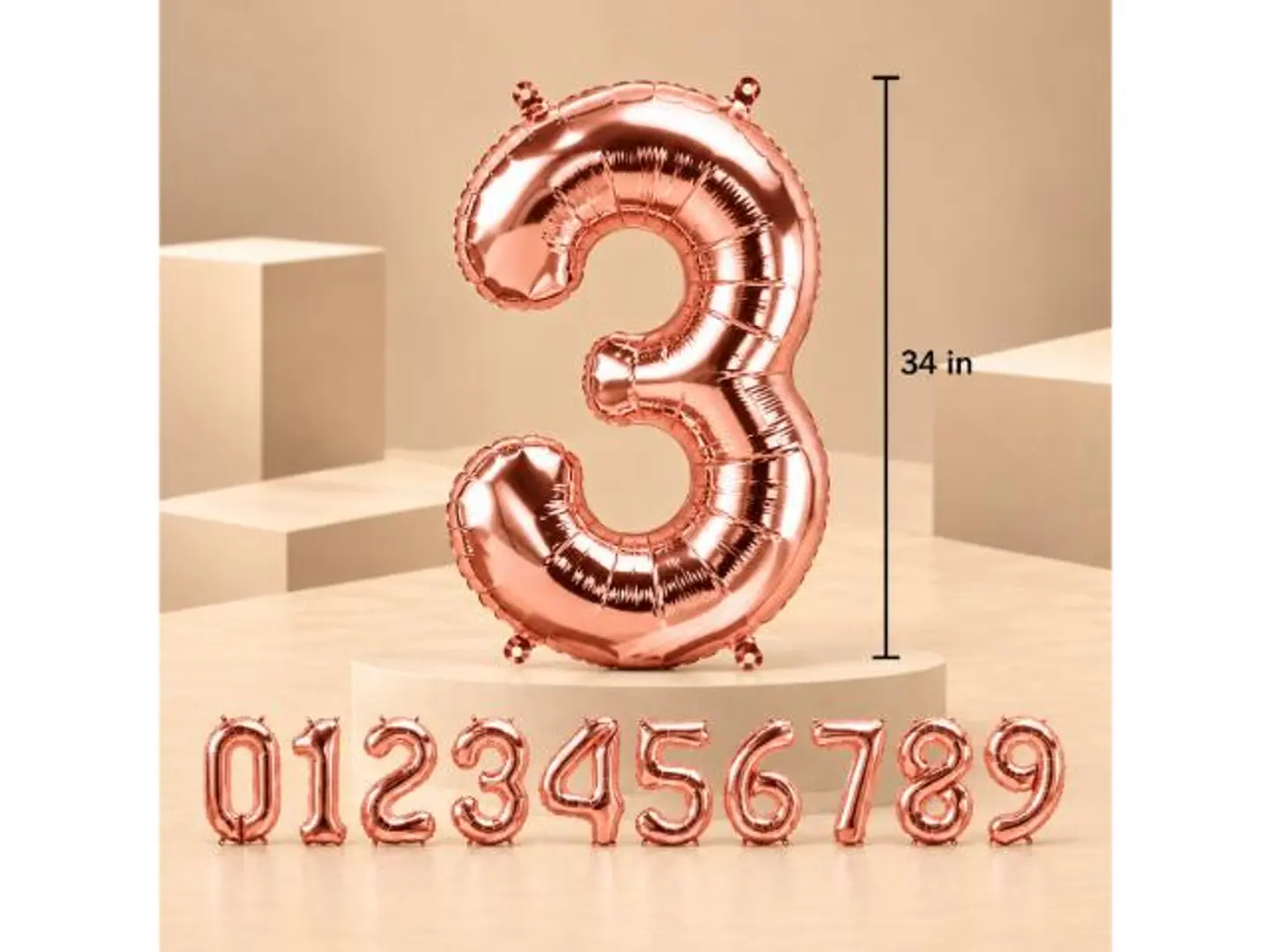 Large Rose Gold Helium Numbers