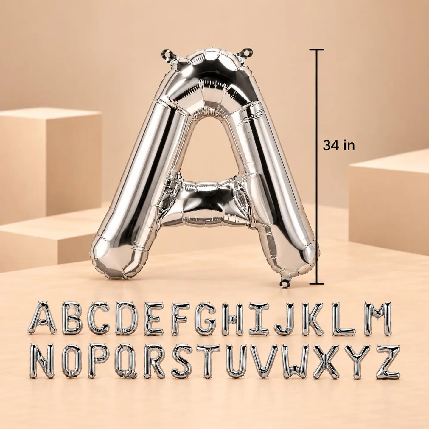 Large Silver Helium Letters