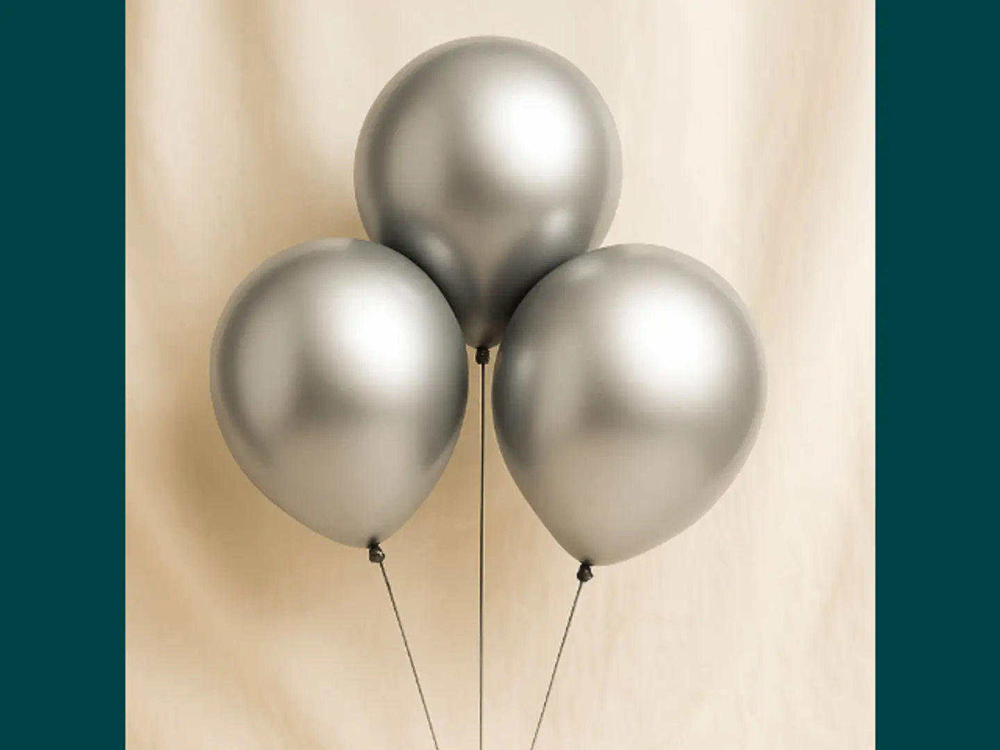 3 Metallic Silver Latex Balloons