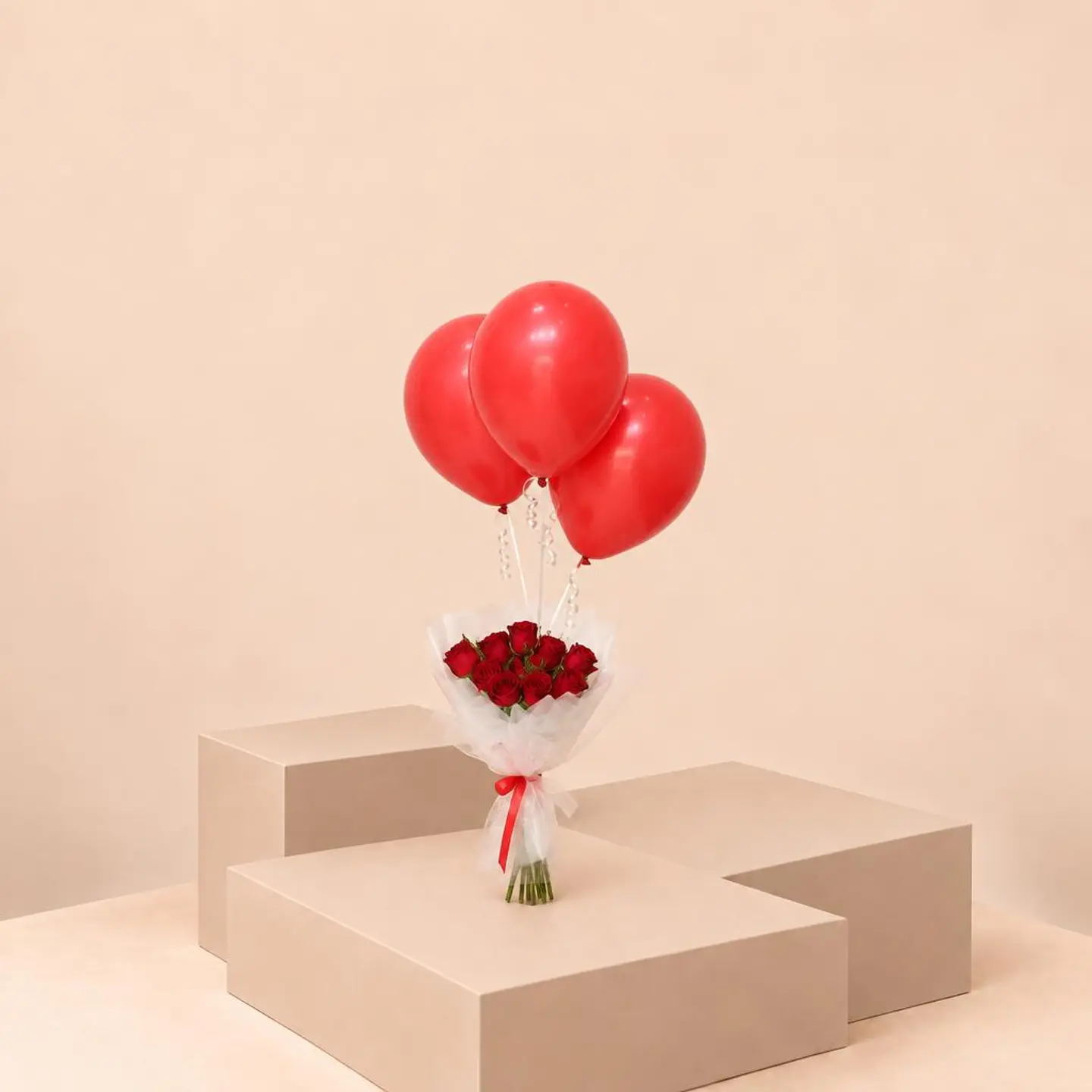 Rose And Balloon Bouquet