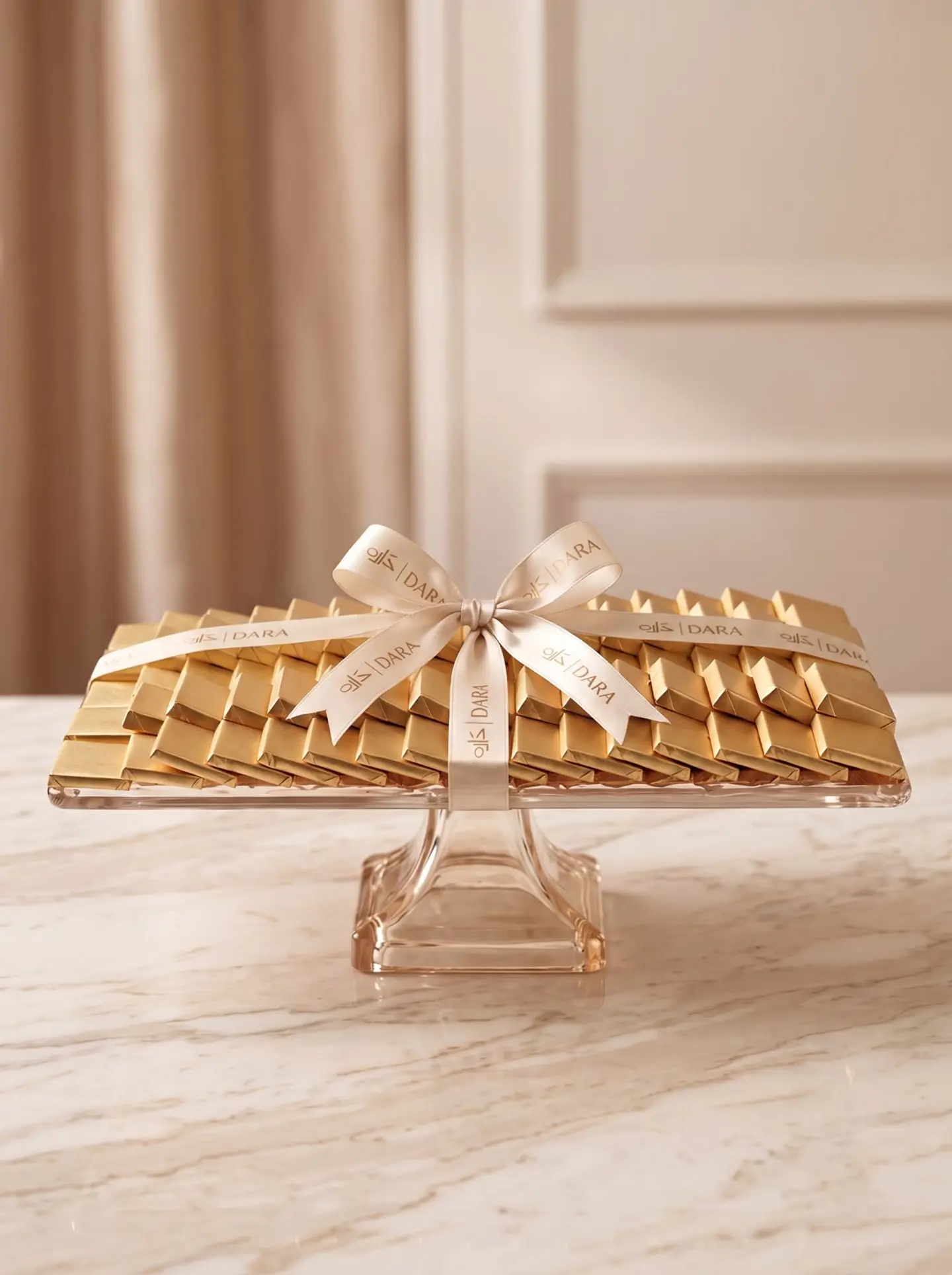 Wrapped Chocolate Tray Crystal Rose Gold