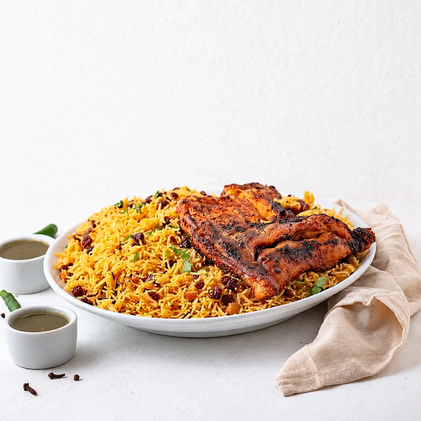 دجاج فحم مع الرز - نص حبة دجاج