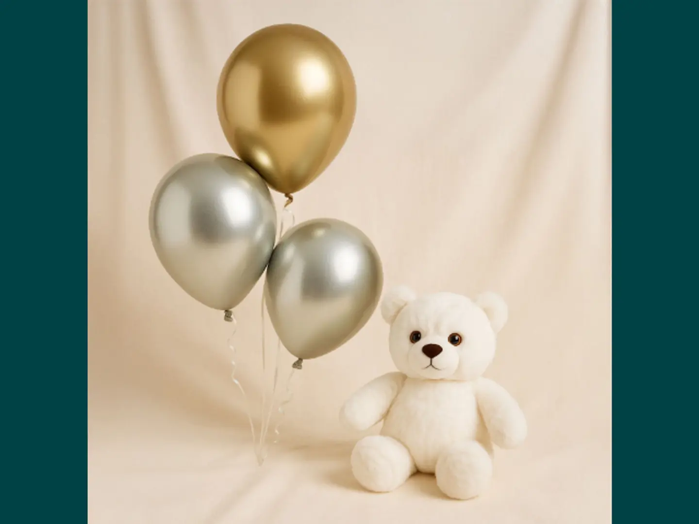 Chrome Balloons N Teddy Bear