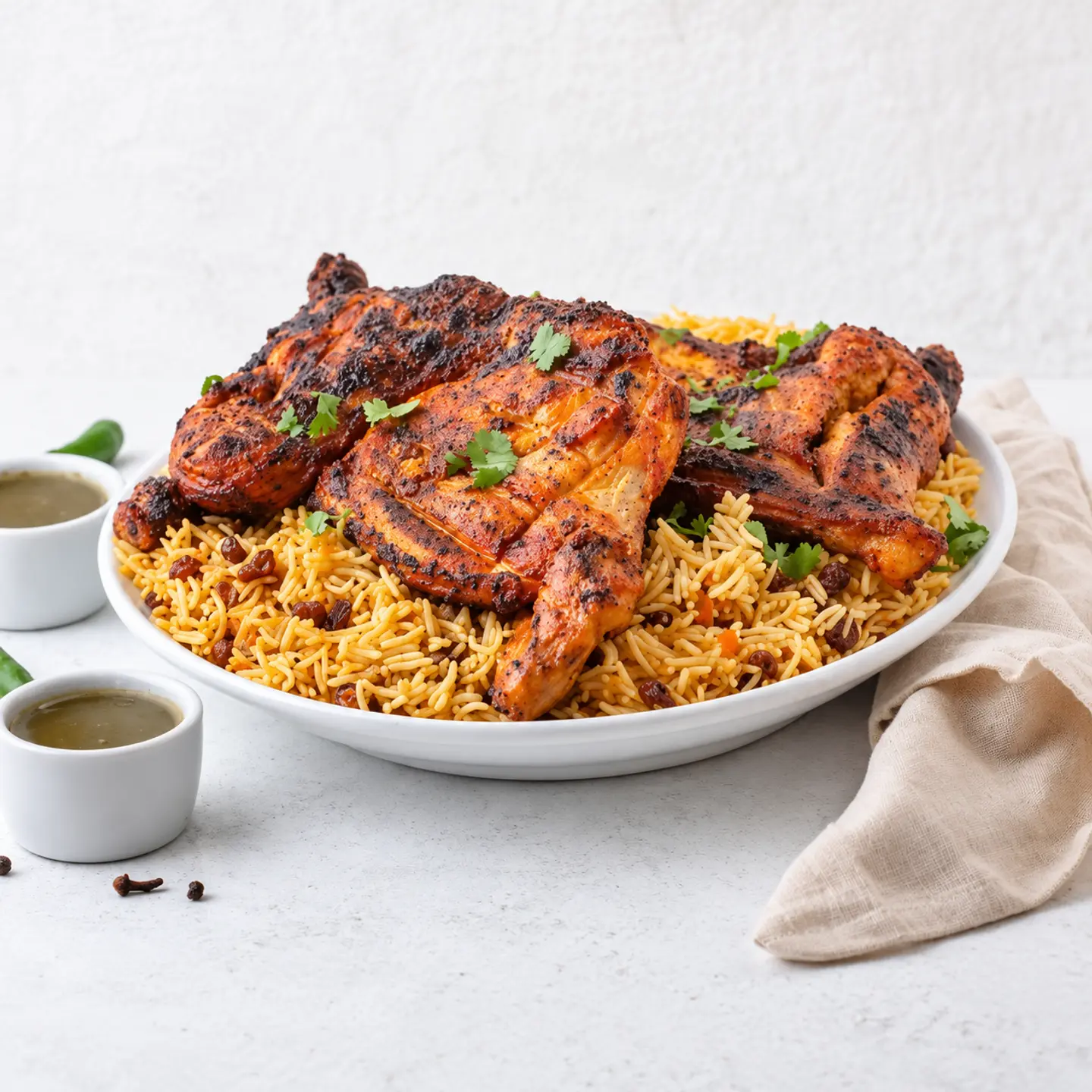 Charcoal Grilled Chicken With Rice - Quarter