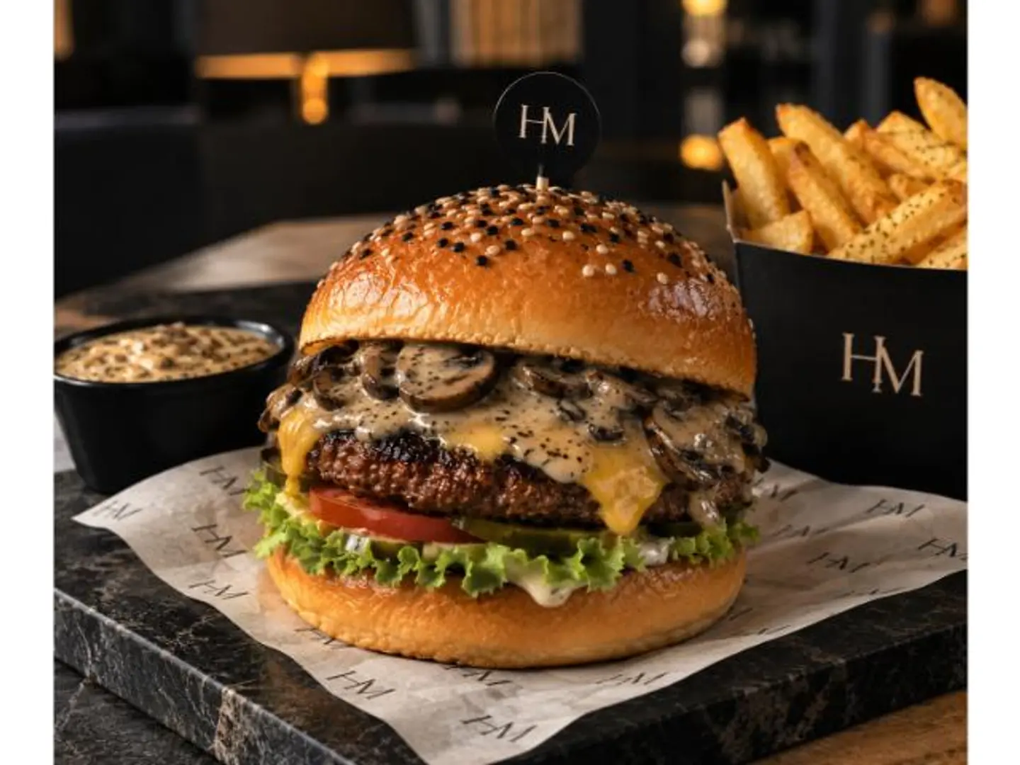 Beef Burger With Mushroom Sauce