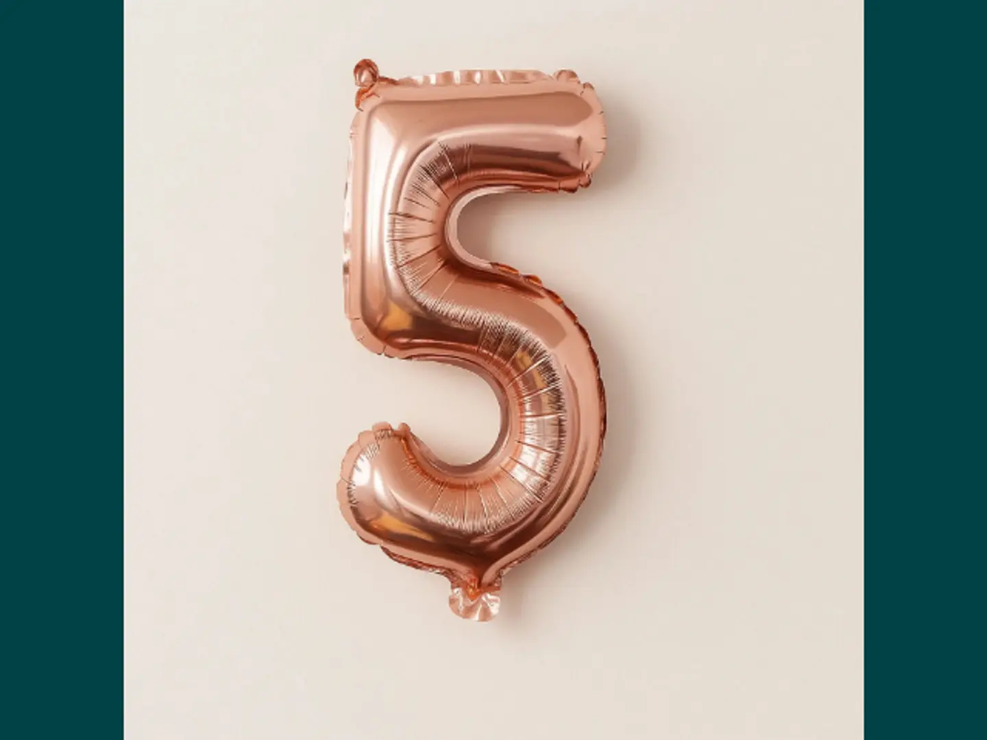 Rose Gold Number 5 Foil Balloon