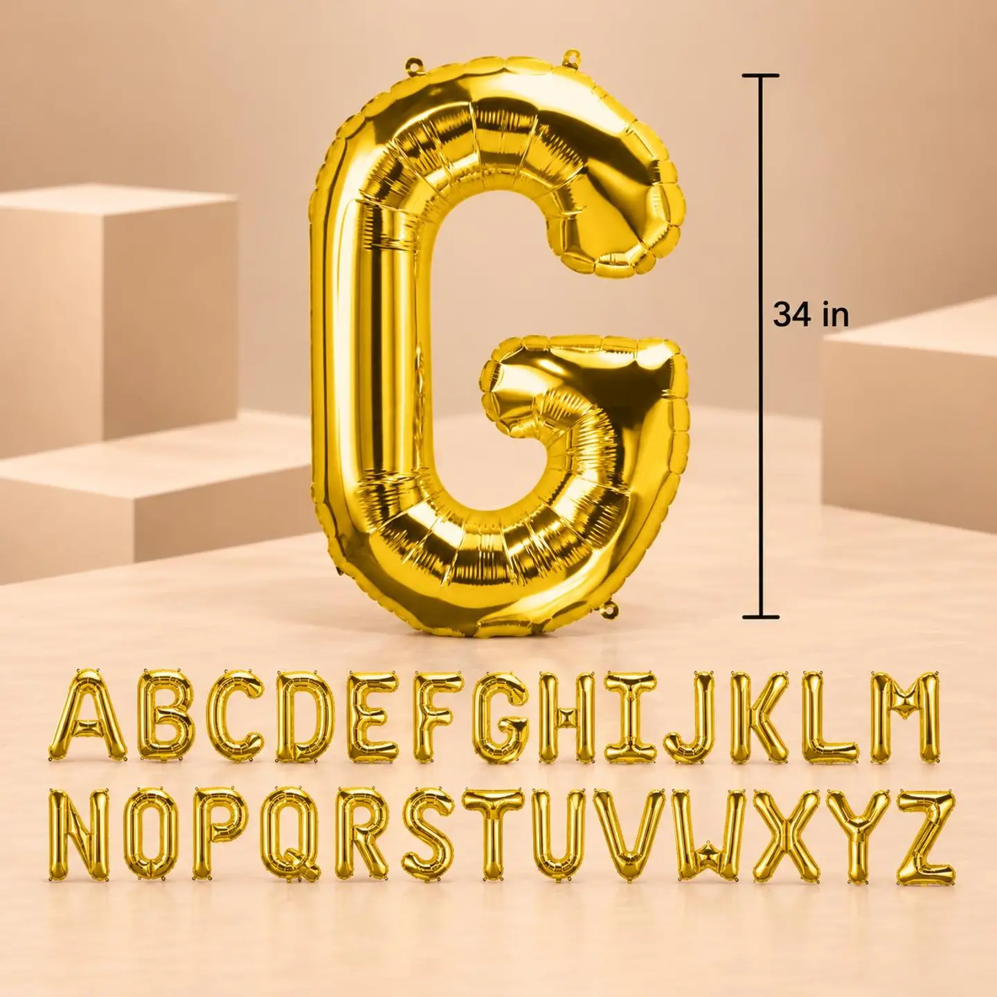 Large Gold Helium Letters