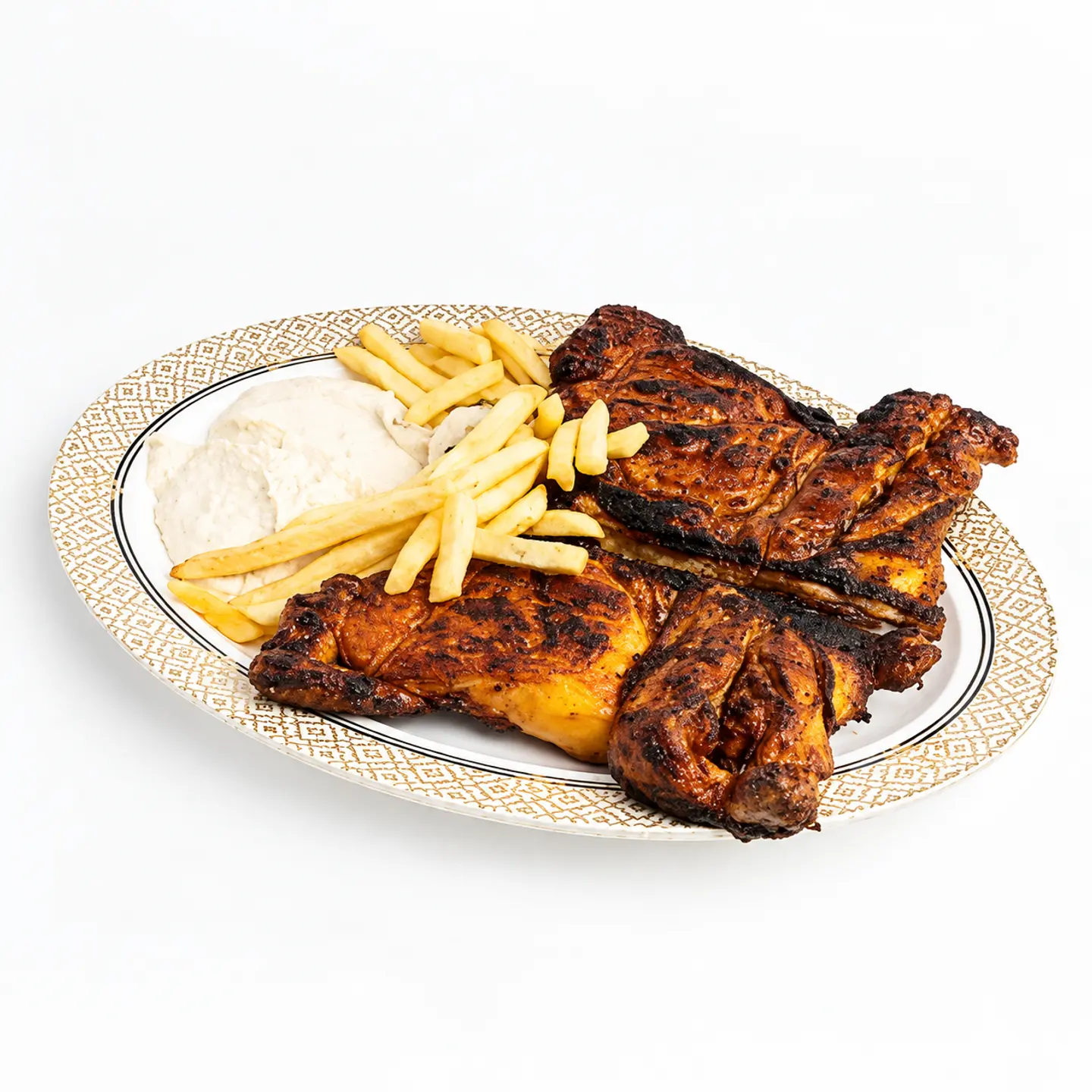 Charcoal Grilled Chicken - A Whole Charcoal Grilled Chicken With Rice
