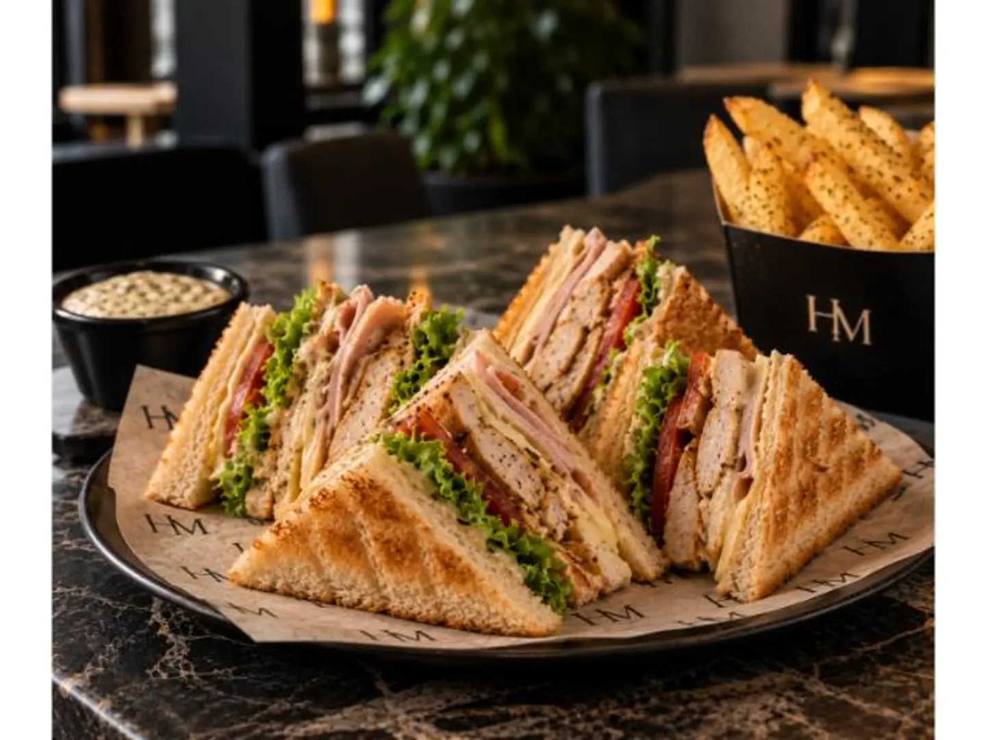 Grilled Chicken And Turkey Club Sandwich