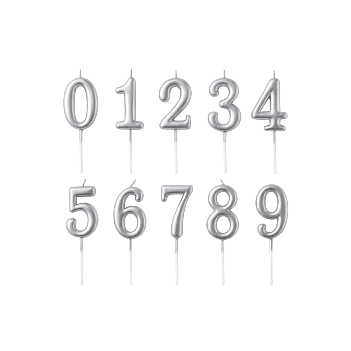 Silver Number Cake Candles
