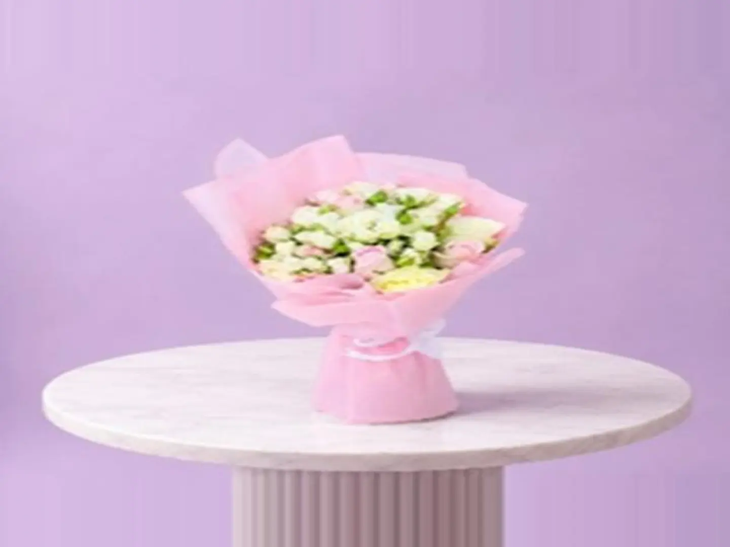 Roses With White Baby Roses Bouquet