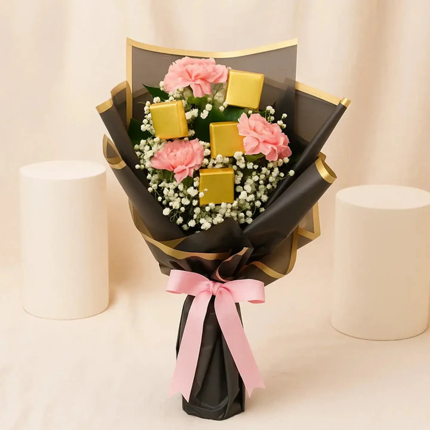 Pink Carnation Bouquet N Chocolate Combo